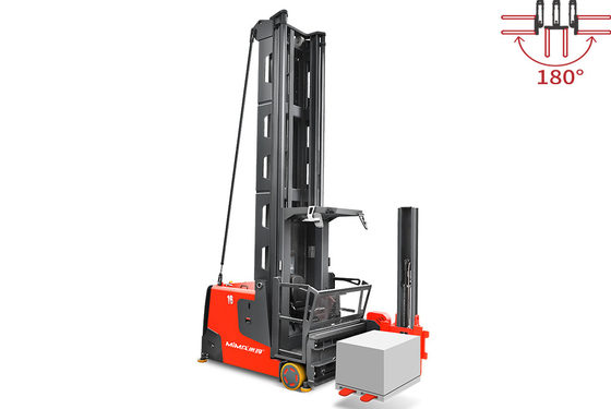 1.6 tonnellate Elettrico Stacker Lifter 14,2 metri Altezza di sollevamento uomo montato per passaggi stretti