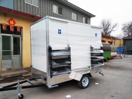 1 passo spingere pieghevole mobile bagno rimorchio con RV bagno pulito e serbatoio dell'acqua di scarico