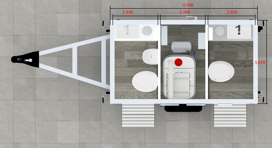 Vendita a caldo Portatile bagno doccia bianca 2 stazioni Customized Mobile Toilet Trailer Manufacturer