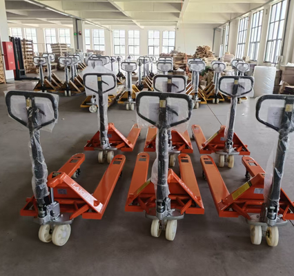 3 tonnellate di pallet a mano con doppia ruota in nylon per la movimentazione di materiale da magazzino da 3000 kg