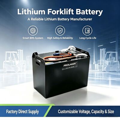 Batteria agli ioni di litio ad alta capacità e sicura, dotata di un affidabile sistema di protezione BMS integrato, esente da manutenzione e di lunga durata, compatibile con la maggior parte dei marchi di carrelli elevatori