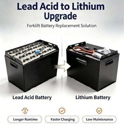 Batteria per carrello elevatore ProLaker Drop-in LiFePO4 sostitutiva piombo-acido 24V 48V 80V, 210Ah-880Ah personalizzabile per carrelli elevatori elettrici, transpallet, sollevatori, movimentazione materiali in magazzino con BMS intelligente