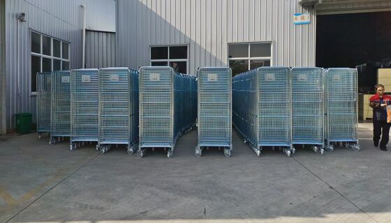 Cage a rotolo a maglia di filo pieghevole instabile da 500 kg per stoccaggio logistico in magazzino