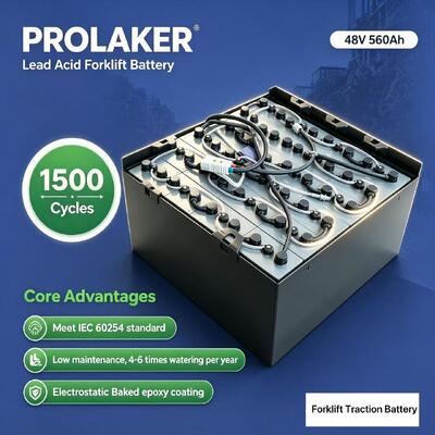 Batteria di trazione da 48 V 560 Ah a bassa manutenzione con sistema di riempimento automatico dell'acqua