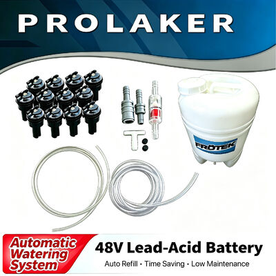 Sistema di irrigazione automatico resistente agli acidi di qualità superiore con valvola di riempimento auto-stop per batteria a piombo acido da 48V per carrelli elevatori